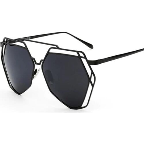 Sunglasses Women Brand Designer Big Frame Polygon Anti-Reflective Lens Sunglasses Men Vintage Sun Glasses Hexagon Metal Frame
