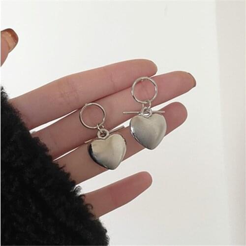 XIALUOKE S925 Needle Fashion Metal Hearts Stud Earrings For Women Minimalist Style Punk Jewelry Birthday Gift Accessories