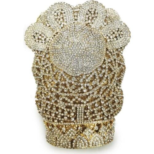 Elephant shape Women Crystal Evening Bags Hollow Out Diamond Case Minaudiere Clutch Wedding Dinner Handbag crossbody bags lady