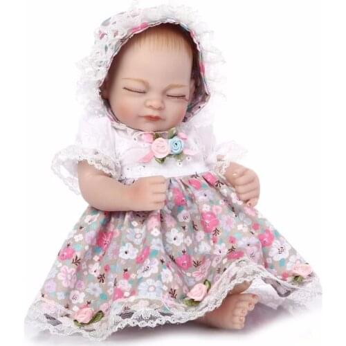 11Inch Full Silicone Vinyl Reborn Baby Doll Realistic Girl Babies Dolls Lifelike handmade super bathe Toy As Girl Birthday Gift