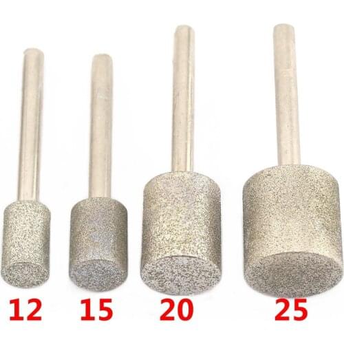 12-40mm Grit 80 Coarse Cylinder Diamond Grinding Head Bit Cylindrical Points Coated Jade Carving Burrs Lapidary Tools for Stone