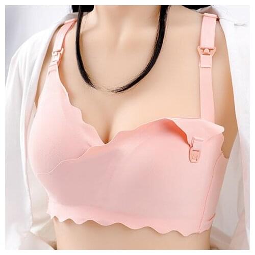 2Pcs a lot Womens one Piece Breathable Seamless Wirefree Nursing Bra Front Buckle Cross Gather Bra Cotton Maternity Underwear