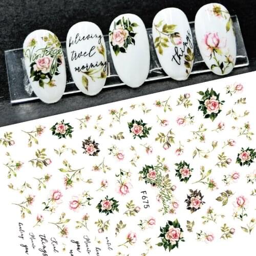 3D Laser Butterfly Nail Stickers Gradient Colorful Butterfly Rose Hydrangea Nail Sliders Decal For Manicure DIY Nail Decoration