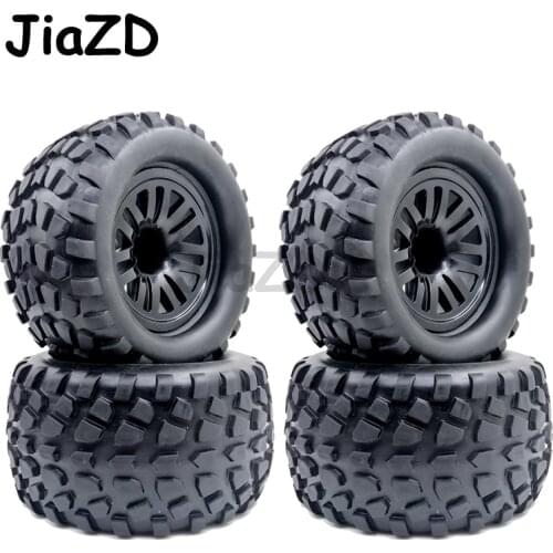 4Pcs 130mm 7 Contour Dump Fetal Flower Off-road Wheel Rim and Tires Hex 12mm for 1/10 Monster Truck Racing RC Car Accessories W5