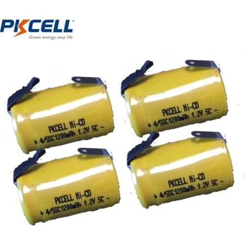 4 X Ni-Cd 4/5 SubC Sub C 1.2V 1200mAh Rechargeable Battery with Tab - Color Free Shipping