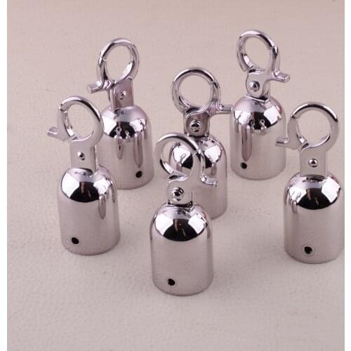 6Pcs 25mm Silver Rope Barrier Stopper Cord End Caps Heavy Duty Hanging Hook with Self Closing Clasp