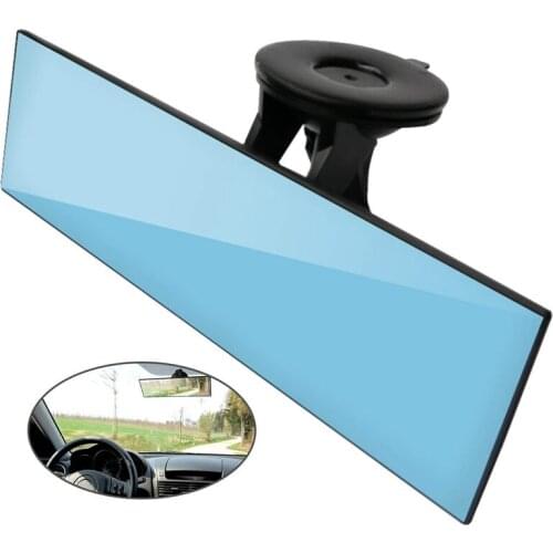 Car Rear View Mirror, Anti-Glare Universal Car Truck Interior Rearview Mirror with Suction Cup Blue Mirror - Reduce Blind Spot a