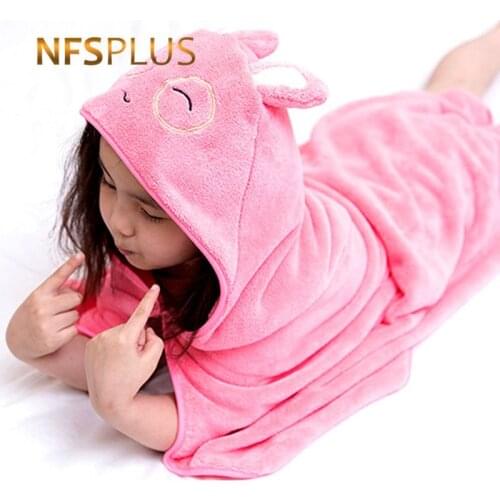 Velvet Baby Hooded Bath Towel for Kids Children Cute Rabbit Duck Beer Styles Poncho Bathrobe Bath Robe Travel Beach Towel