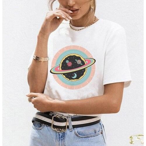 Oil Painting Print White T Shirt Women Summer Short Sleeve Lady Tops Tshirt Ladies Womens Graphic Female Tee T-Shirt