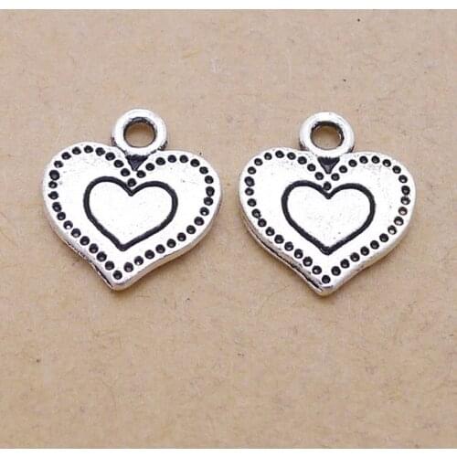 Free Ship 400 pcs Antique silver heart charms pendant 13x12mm