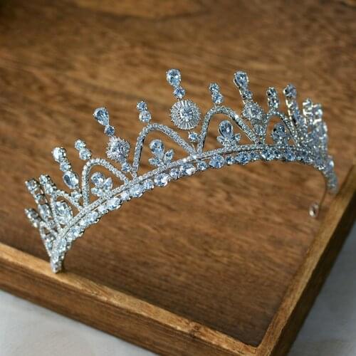 Sparkling CZ Zircon Crystals Wedding Tiaras Headpices Bridal Headbands Brides Hair Accessories Evening Head Wear