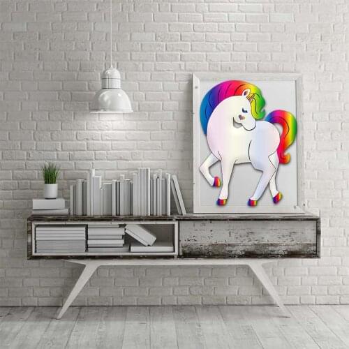 DIY digital painting a group of unicorns dark reflection animal art decoration painting hand-painted decompression