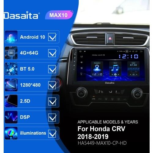 Dasaita 10" IPS Screen 1 Din Bluetooth Android 10 Stereo Car Radio for Honda CR-V 2018 CRV GPS Multimedia Navigation TDA7850