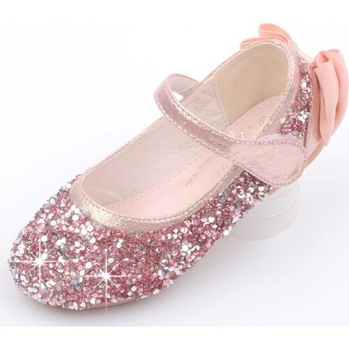Rhinestone Childrens Shoes Kids Flat Fashion Baby Girls Footwear Dancing Runway Show Princess Melissa Crystal Elsa Bow