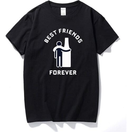 Drink wine Summer Men t-shirts Best Friends Forever Gift Printing Cotton T shirt short sleeve tops t-shirt Funny Man