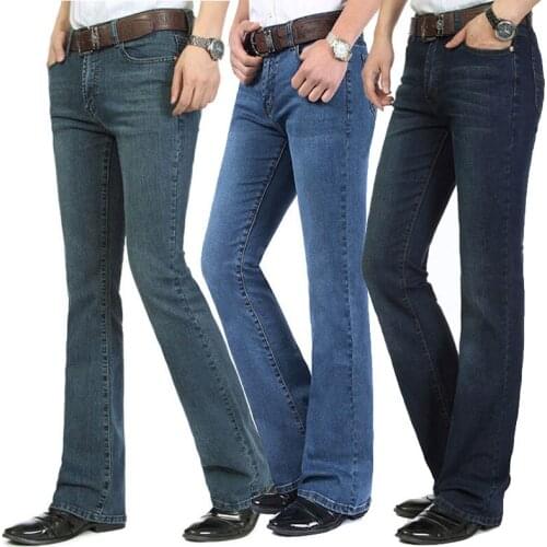 Jeans Men 2020 Spring and Autumn jeans Mid-waist Stretch FIare pants Mens Micro-Pull pants Slim Mens Casual jeans Size 26-40