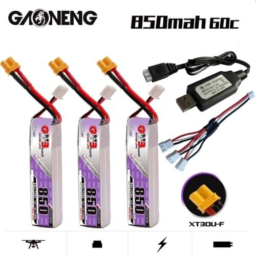 GNB 850mAh 7.6V 120C 2S HV Lipo Battery XT30U-F Plug for Happymodel FPV Racing Cine Whoop BetaFPV Drone RC Parts With Charger