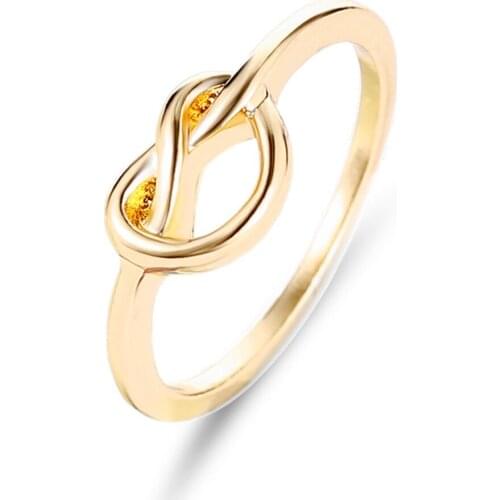 Anillos Mujer Vintage Love Knot Engagement Rings Women Ring for Couple Wedding Boho Simple Women Girl Cute Alloy Ring Jewelry
