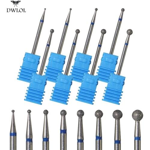 8 different sizes of round Diamond Rotate Nail Drill Bits Cuticle Cutter for Manicure Nail Files Electric Milling Burr Grinder