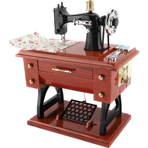 Zerodis Mini Music Box Sewing Machine Style Music Box Collection Anniversary Birthday Gift Table Decor
