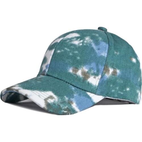 Fashion Unisex Men Women Tie-dyed Sun Hat Adjustable Hip Hop Hat Ponytail Messy Bun Caps Cotton Printed Multicolor Baseball Cap