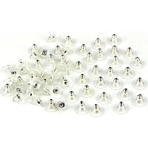 Fashion 60pcs/lot Rubber Earrings Silicone Barrel Bullet Plastic Earnuts Rubber Plugging Stopper DIY Back Earstud Findings