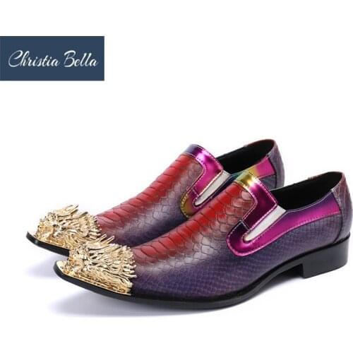 New Brand Design Luxury Mens Shoes Slip on Formal Leather Dress Shoes for Men Purple Business Party and Wedding Shoes Men