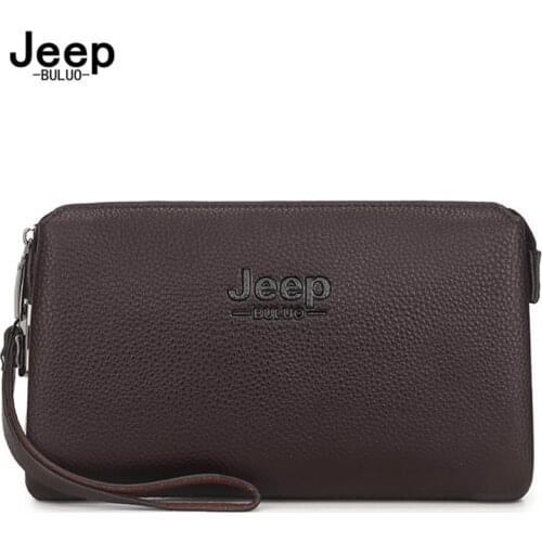 JEEP BULUO Male with Card slots Brand Clutches Bags Mens Handbag For Phone and Pen High Quality PU Wallets Hand bag