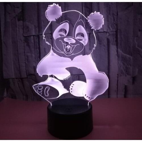 New Panda 3d Small Led Night Light Gift Lovely 7 color change 3D Lamp Christmas gift for baby room lights