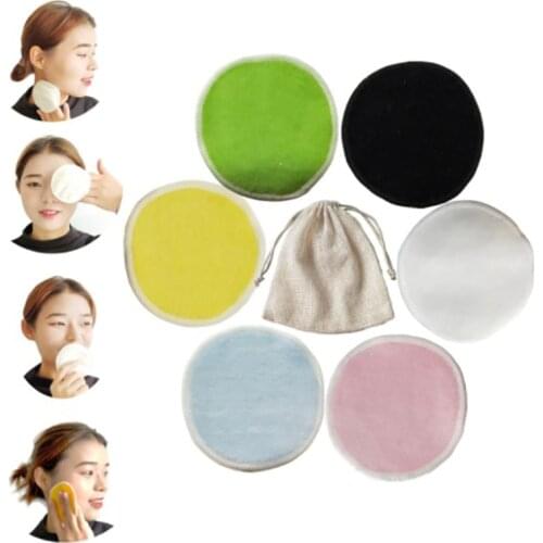 Reusable Bamboo Makeup Remover Pads Washable Rounds Cleansing Facial Cotton Make Up Removal Pads Tool