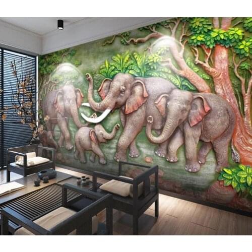 Custom 3D Photo Wallpaper Elephant relief fresh three-dimensional Wall Mural Wallpapers For Living Room Bedroom Home Decoration