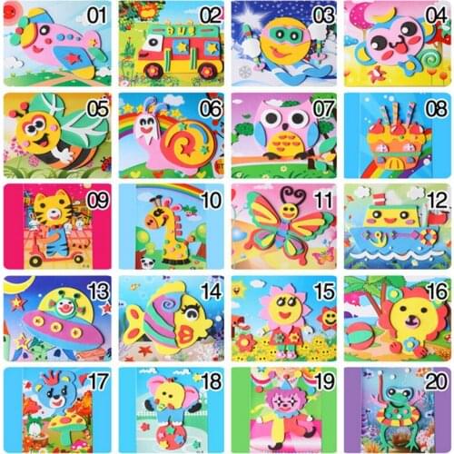 Popular 3D Puzzle Toys for Chilrden 20 Designs Eva Foam Craft Sticker DIY Baby Kids Montessori Learning Education Toys 3-6 Years