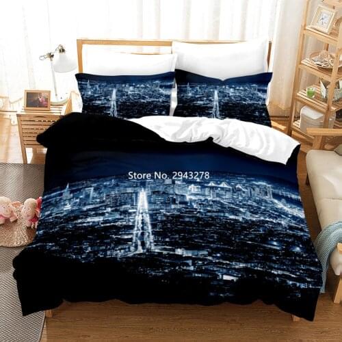 Nightview City 3D Printed Bedclothes Fashion Down Duvet Cover Pillowcase Linen Home Textile Suitable for Children and Adults