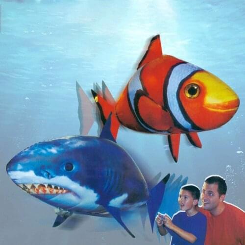 Remote Control Shark Toys Animal Toy Flying Swim Fish Infrared RC Air Balloons Inflatable Clown Fish Toy Gifts Party Decoration