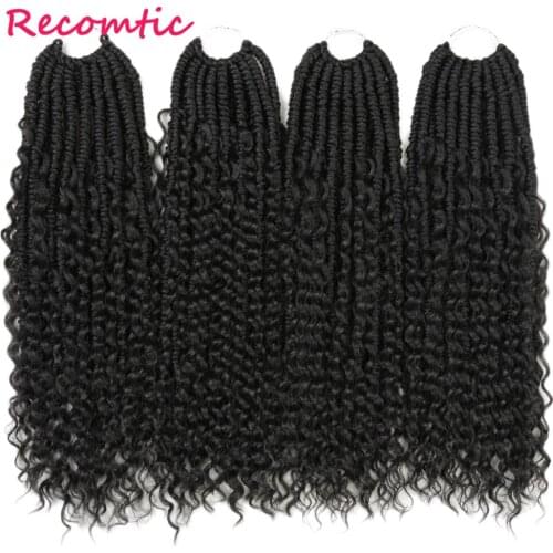 Recomtic Synthetic Hair Extensions 18inch Goddess Box Braids With Curly End Heat resistant Crochet Hair For women