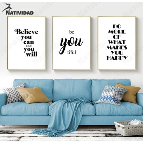 Believe That You Can Do it By Yourself Canvas Painting Decoration Nordic Text Poster Text Art Bedroom Wall Home Decoration