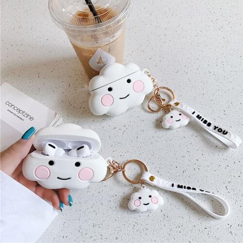 2020 Japan Cute Cartoon Clouds Silicone Shockproof Earphone Case For Airpods 1 2 3 Pro Protection Headphone Cover Funda Case