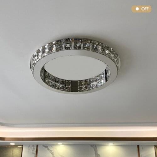 Modern Lighting For Bedroom Lustre Polish Chrome Steel Led Dimmable Ceiling Lights Luxury K9 Crystal Led Ceiling Lamp Fixtures