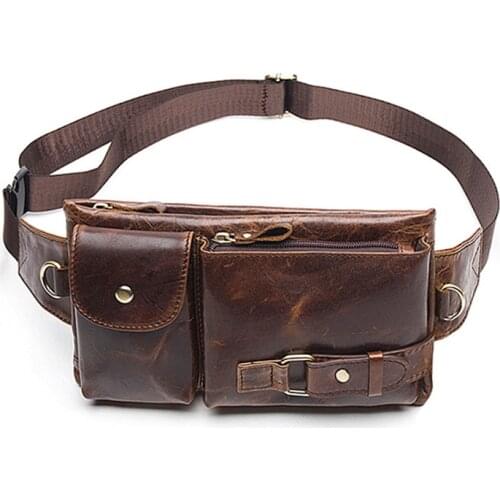 Luufan Vintage Mens Waist Pack 100 Genuine Leather Wais Bag Chest Bag For Men Male Money Belt Bag Shoulder Messenger Phone Bags