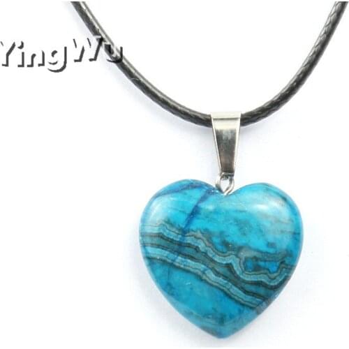 Yingwu Wholesale 5pcs Lot Natural Stone Pendant Heart Shape Crystal Lapis Lazuli Stone Necklace Good Quality Pendants Necklace