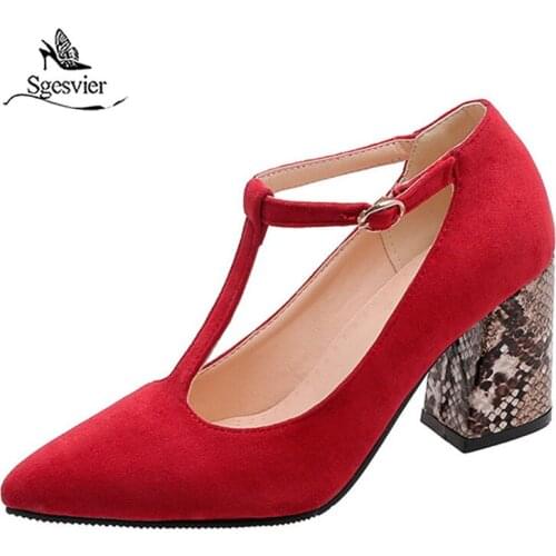 Sgesvier 2020 newest spring summer pumps women shoes buckle pointed toe party wedding shoes ladies snake high heel single shoes