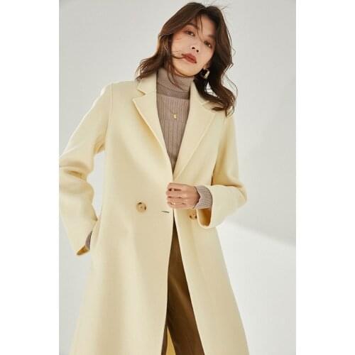Winter Long Coat Female Wool Casual Beige Coat Women 2021 New Autumn 100% Wool Fashion British Temperament Commuting Woolen Coat