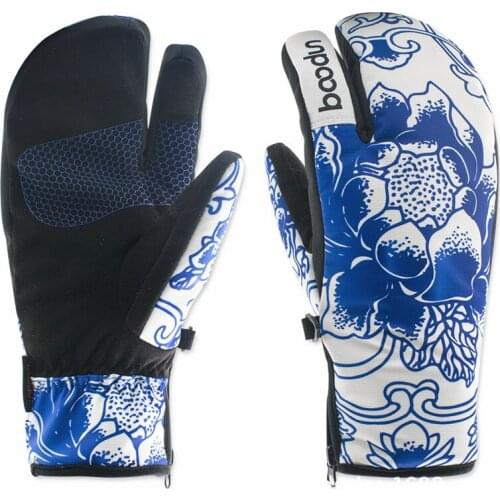 Winter Womens Ski Gloves Snowboard Gloves Waterproof Skating Glove Warm Three-finger Outdoor Cycling Cold-resistant Accessories