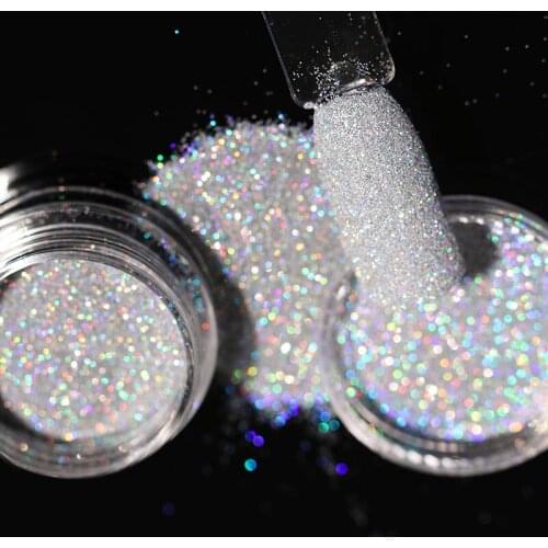 1Box Gray Gradient Shiny Nail Glitter Powder Laser Sparkly Nail Art Chrome Pigment Silver DIY Nail Art Decoration
