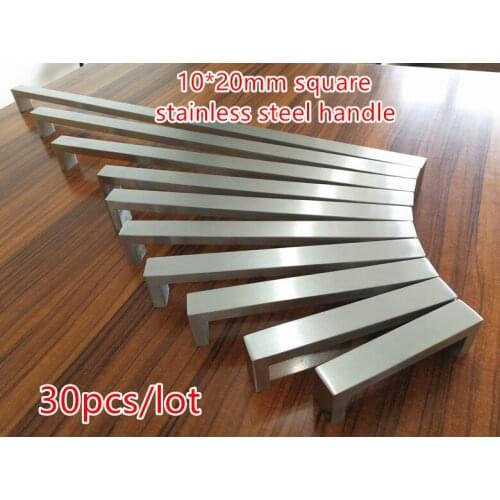 30pcs/lot 10*20mm Square Bar door handle Stainless Steel Kitchen Door Cabinet Handle Pull Knob