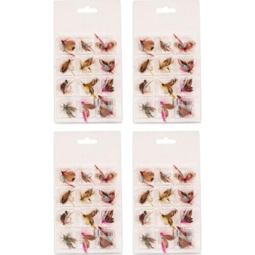 48Pcs/Set Fly Tying Fly Fishing Lure Dry Flies Hooks Feather Wing Artificial Pesca Bait Lure for Carp Trout Winter Pesca