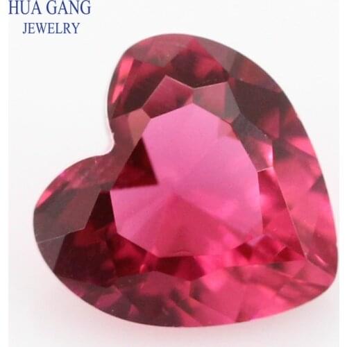 5# Rose Red Color Heart Shape Cut Loose Glass Beads Synthetic Gems For Jewelry Size 3x3~15x15mm Free Shipping