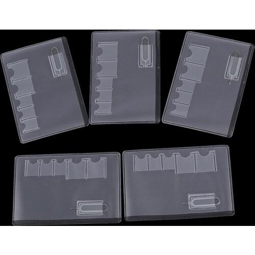 5 Pcs 6 Sim Card Storage Case Box Bag Easy Carry Clear Protector Portable For Sim Memory Card Transparency Universal