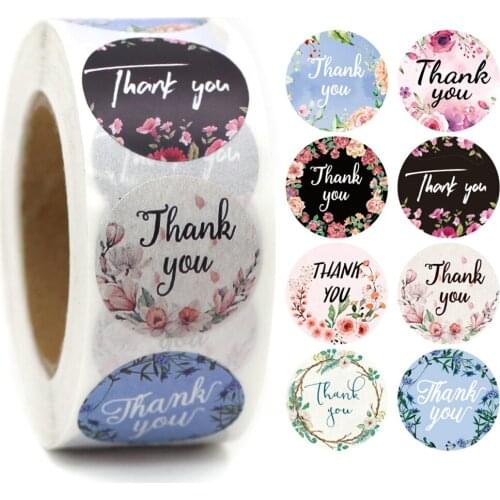 500Pcs 8 Styles Floral Thanks Thank You Stickers Round Seal Labels For Christmas Gift Decoration Decorative Stickers Stationery