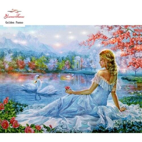 GOLDEN PANNO Diamond Painting Full Square 5D Diy Daimond Embroidery Diamant Mosaic Sale Displasy Broderie Diamant Fairy Lake 02